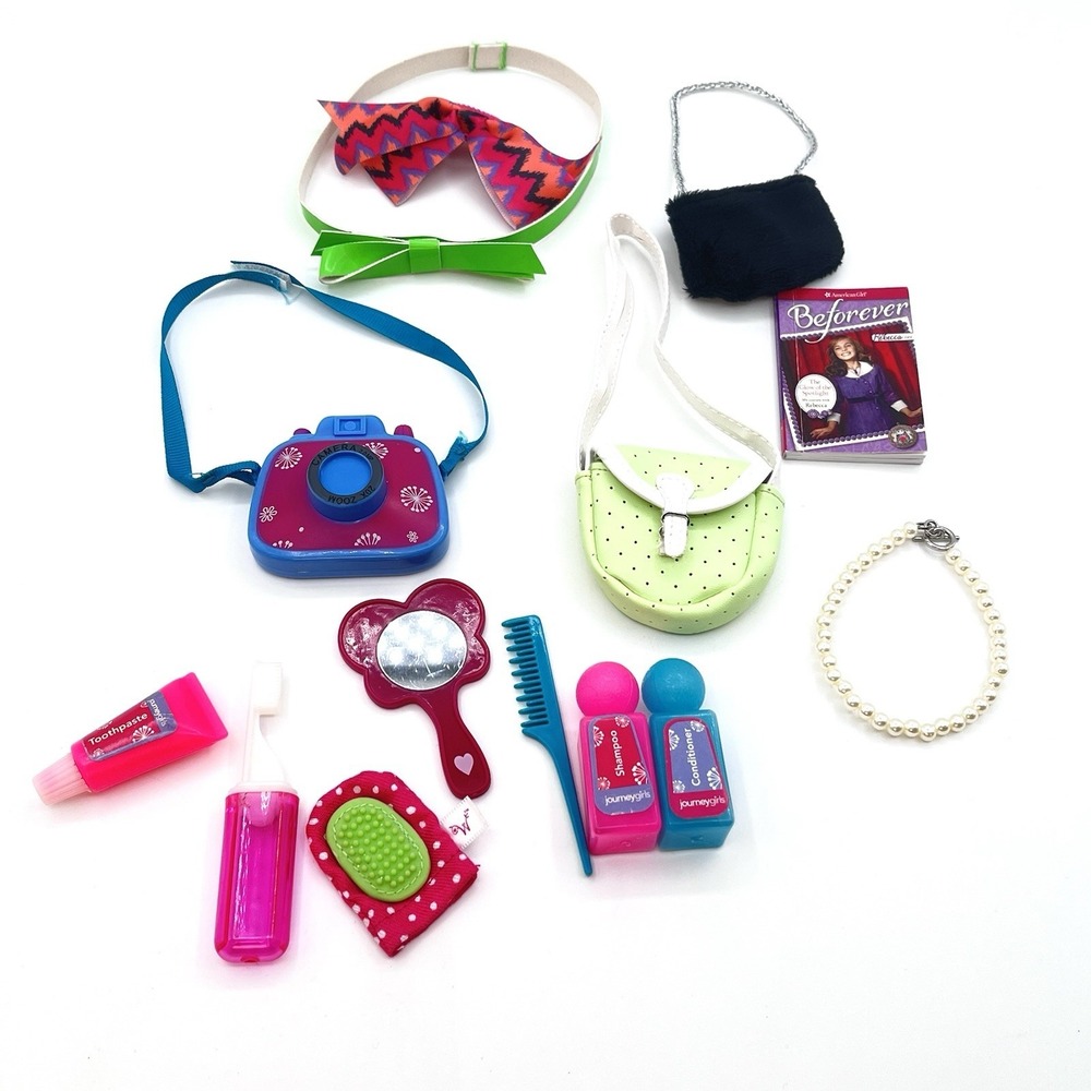 American Girl Doll Accessories Lot 18" Purse Toothbrush Jewelry Camera Comb